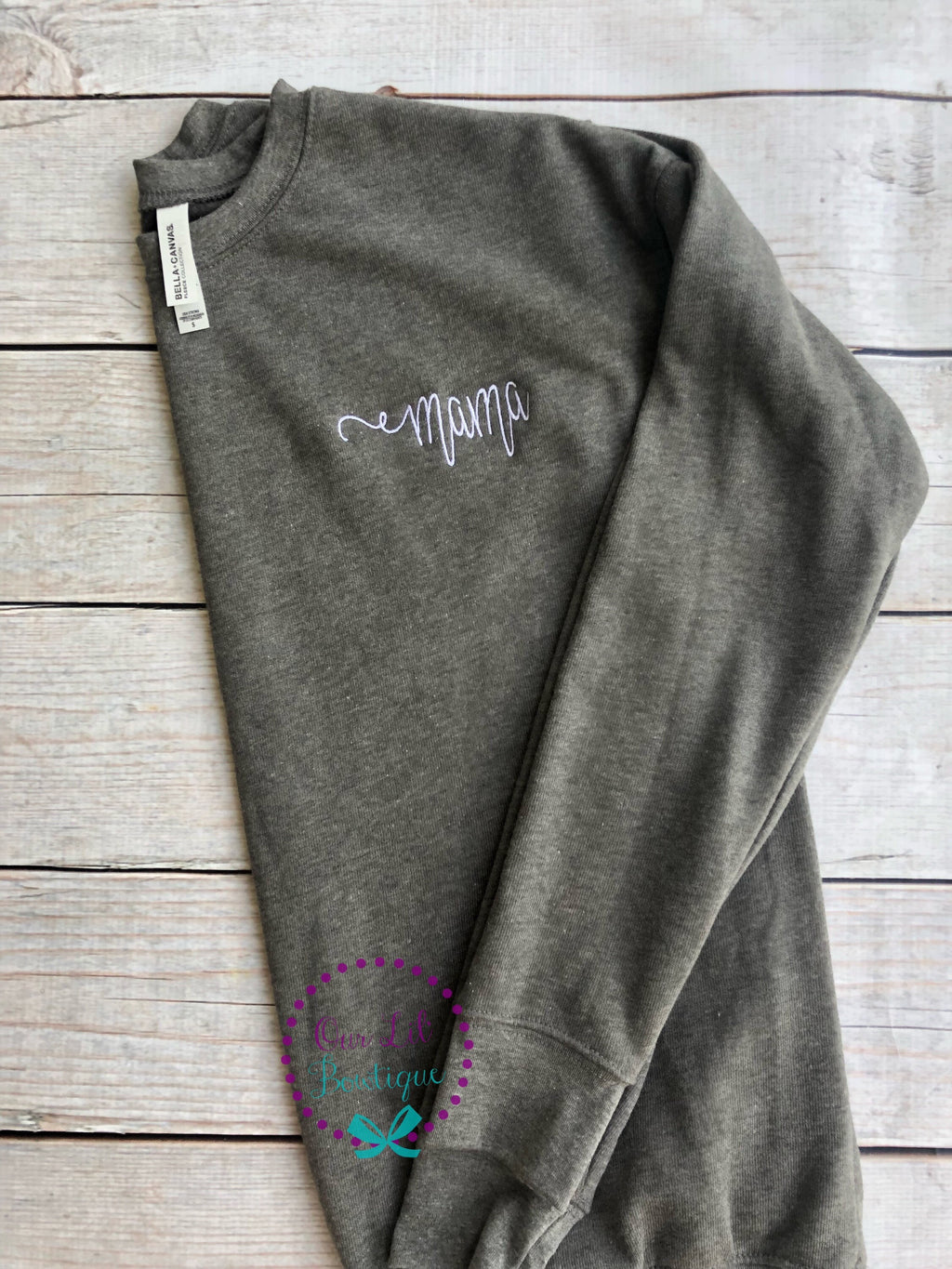 Mama Embroidered Sweatshirt: Bella Canvas Fleece Crewneck