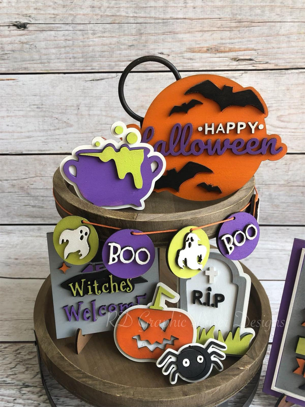 Halloween Tiered Tray Signs -Halloween Tiered Tray Decor - Halloween Decor - Finished Tiered Tray Decor - Home Decor - 3D Signs