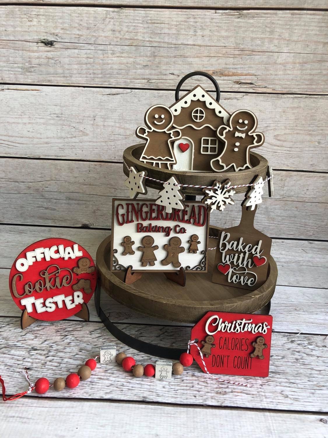 Gingerbread Tiered Tray Decor - Christmas Tiered Tray Signs - Gingerbread - Cookie Tester - Farmhouse Home Decor - 3D Signs