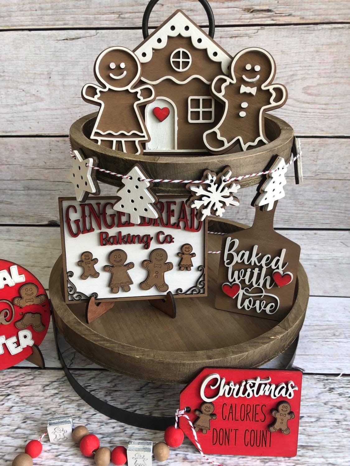 Gingerbread Tiered Tray Decor - Christmas Tiered Tray Signs - Gingerbread - Cookie Tester - Farmhouse Home Decor - 3D Signs