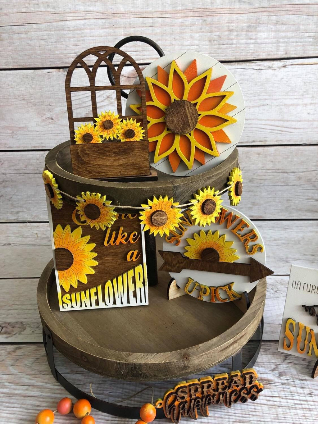 Sunflower Tiered Tray Decor - Fall Sunflower Decor - 3D Signs - Shine Like a Sunflower - Fall Tiered Tray Set - Farmhouse Home Decor