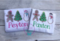 Christmas Cookies Shirt: Embroidered Gingerbread, Snowman, Tree