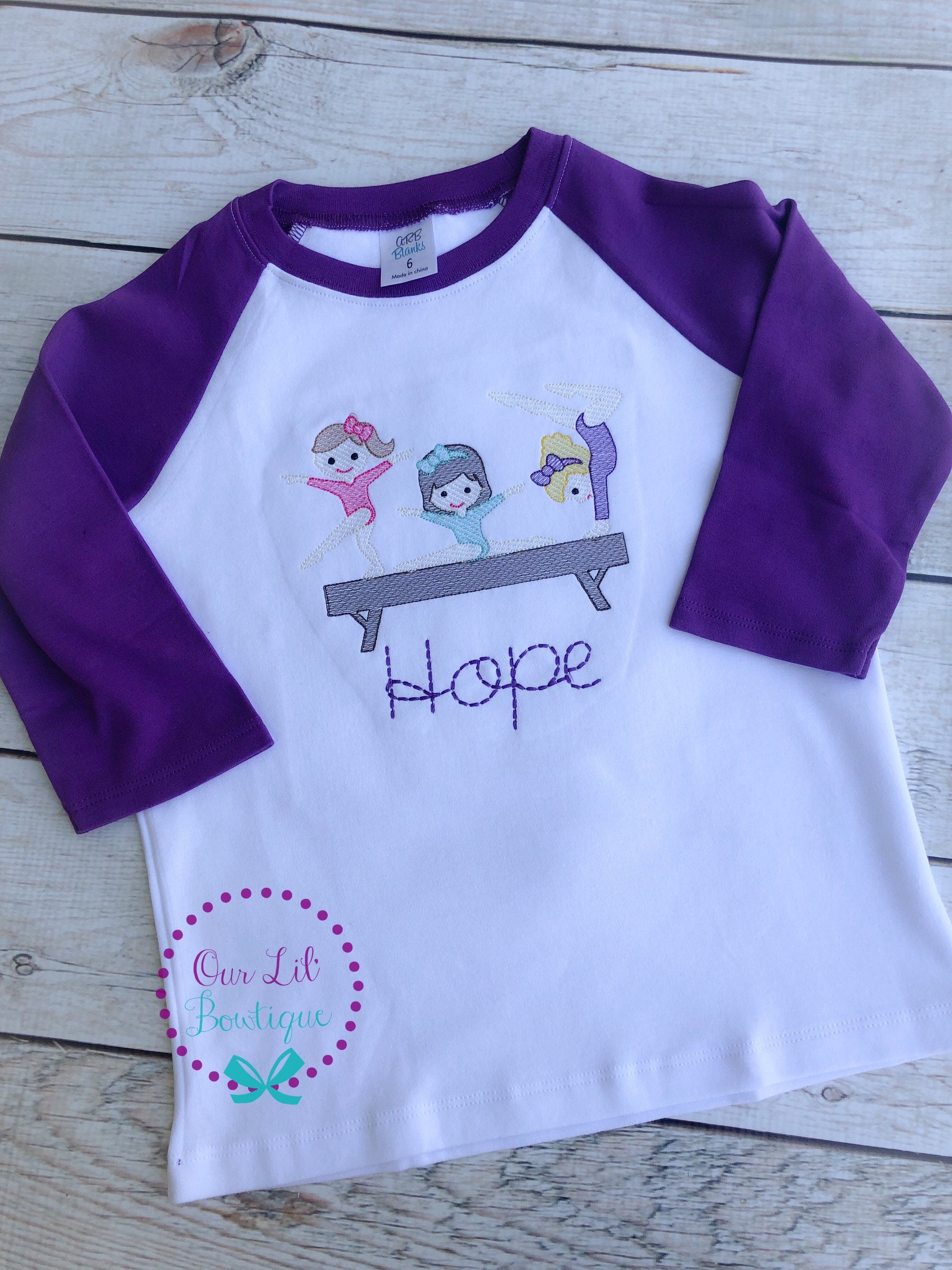 Personalized Gymnastics Shirt: Embroidered Gymnast Sketch Design