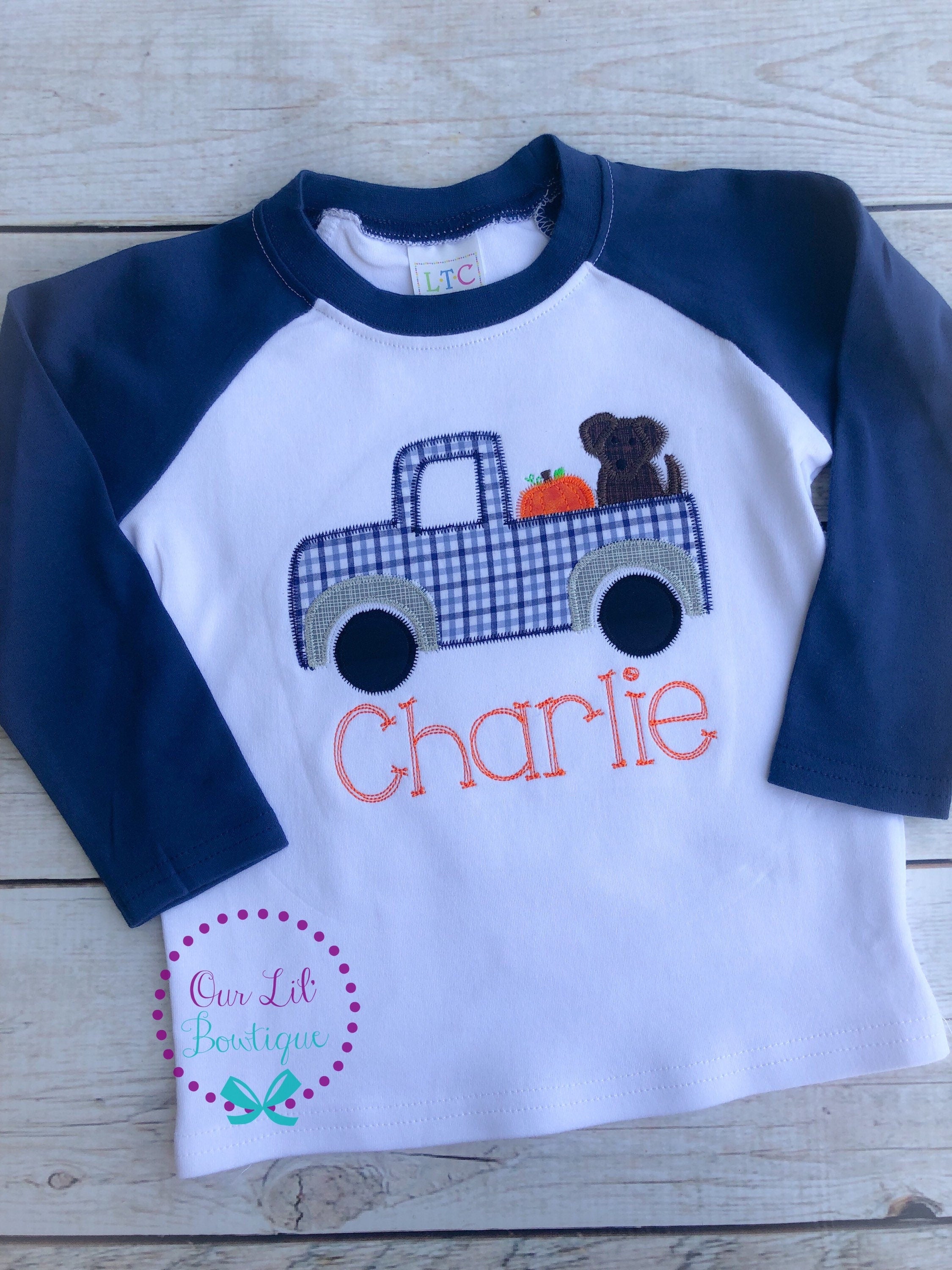 Pumpkin Truck Appliqué Shirt - Personalized Thanksgiving Halloween