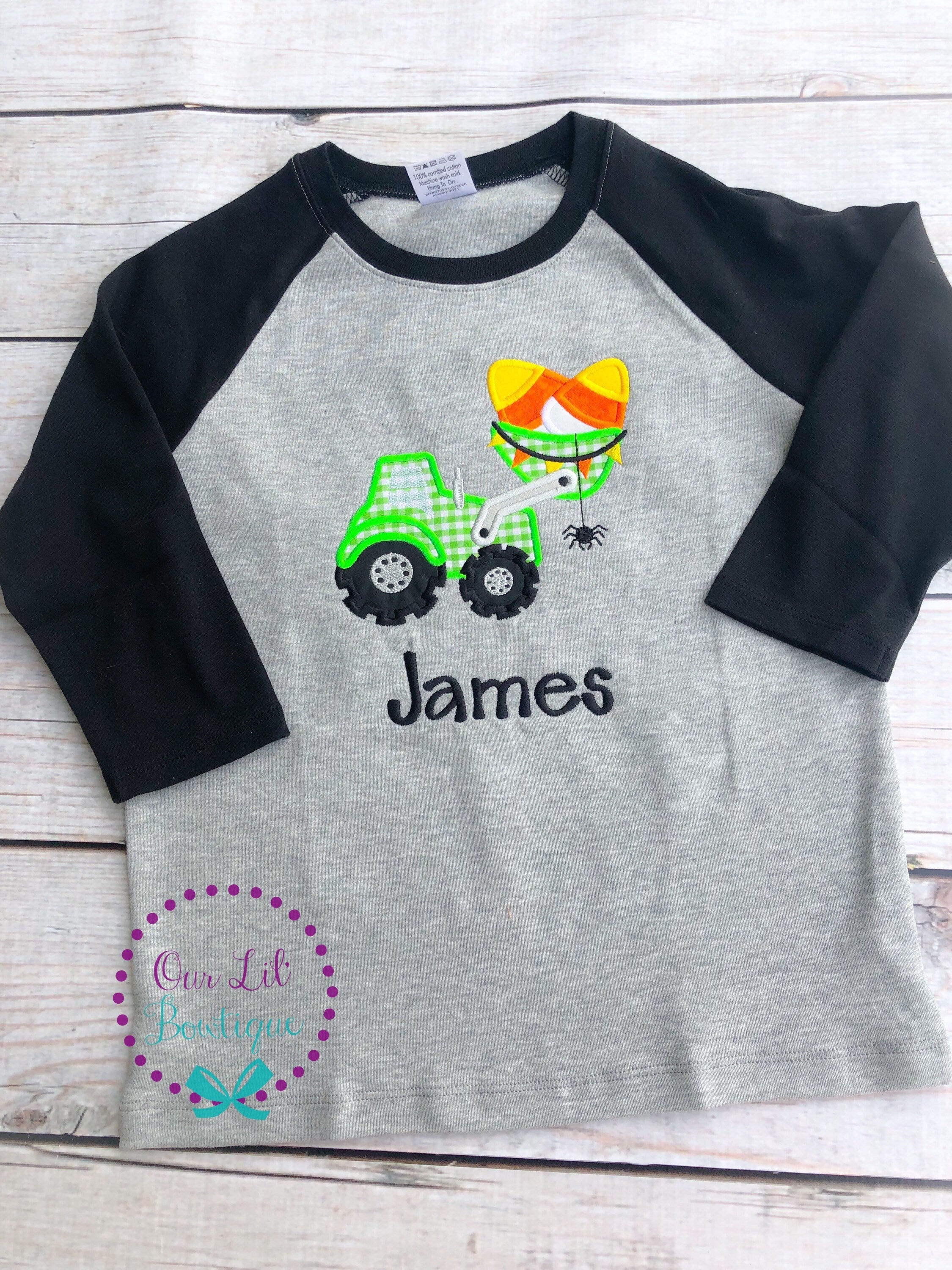 Personalized Halloween Digger Shirt: Candy Corn Construction Tee