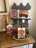 Fall Tiered Tray Decor - Pumpkin Spice - Pumpkin Patch - Fall Themed Tiered Tray - Finished Tiered Tray Set - Fall Farmhouse Decor - 3D Sign