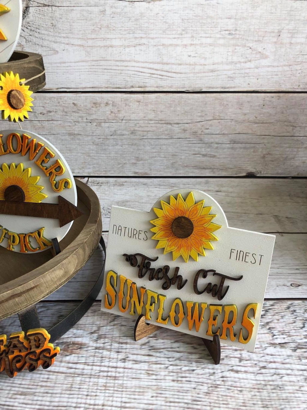 Sunflower Tiered Tray Decor - Fall Sunflower Decor - 3D Signs - Shine Like a Sunflower - Fall Tiered Tray Set - Farmhouse Home Decor