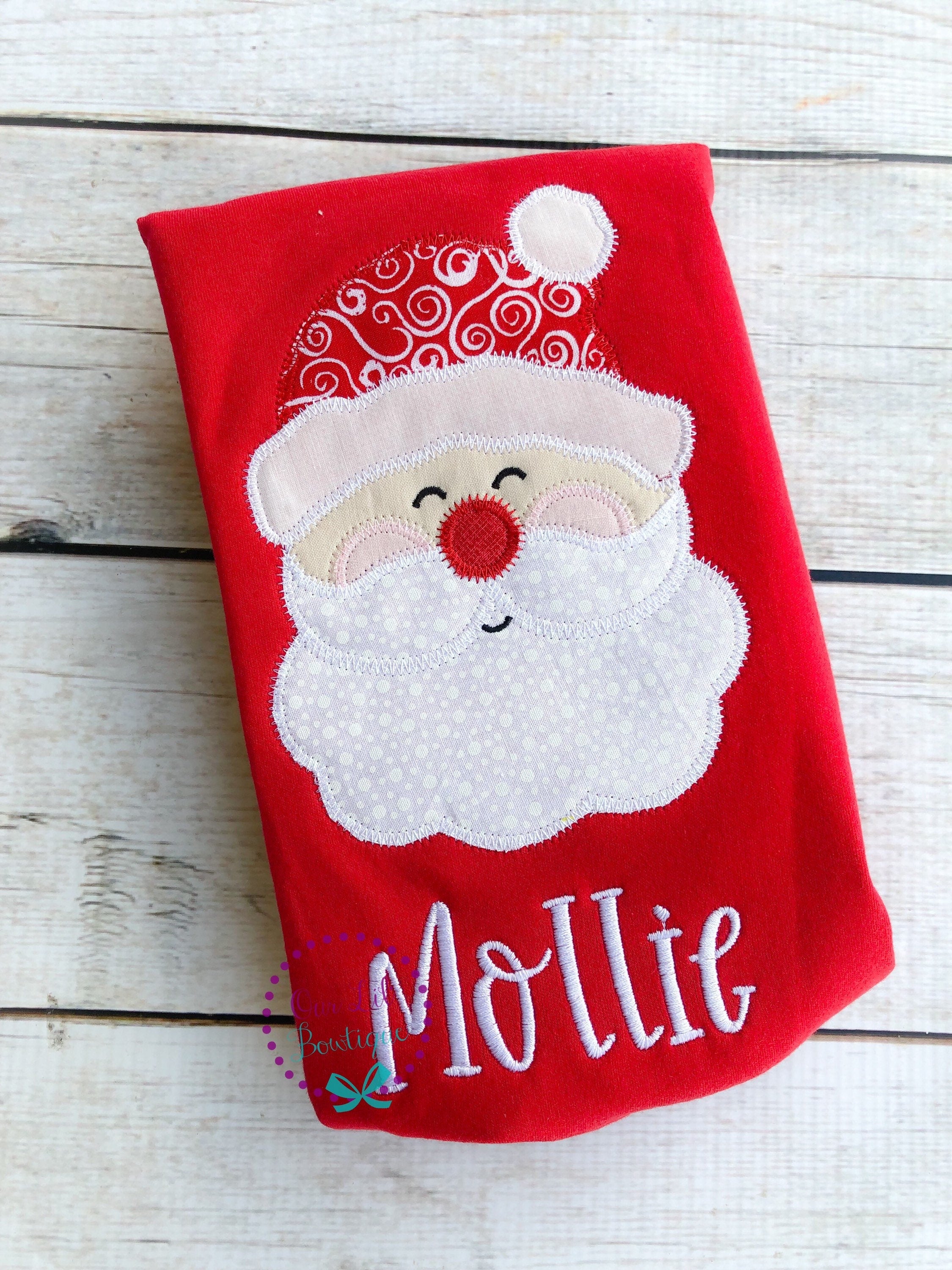 Personalized Santa Applique Christmas Shirt