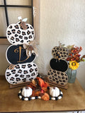 Stacked Pumpkin Sign - Cheetah Pumpkin - Last Name Pumpkin Sign - Personalized Pumpkin Sign - Monogrammed Sign - 3D Fall Sign - Fall Decor