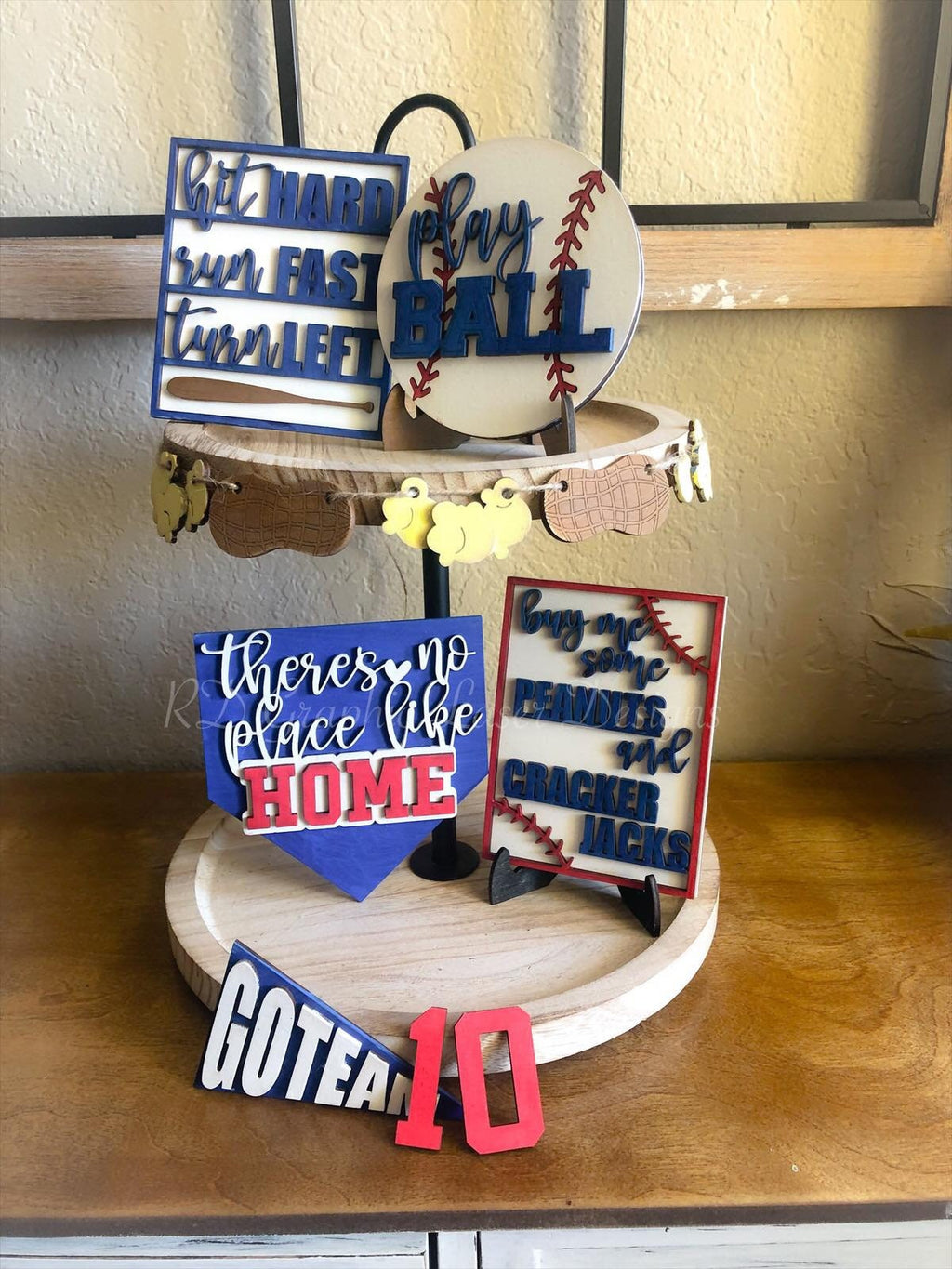 Baseball Tiered Tray Decor - Game Day - Love Baseball - Baseball is Life - Sports Themed Tiered Tray - Finished Tiered Tray Set -Home Decor