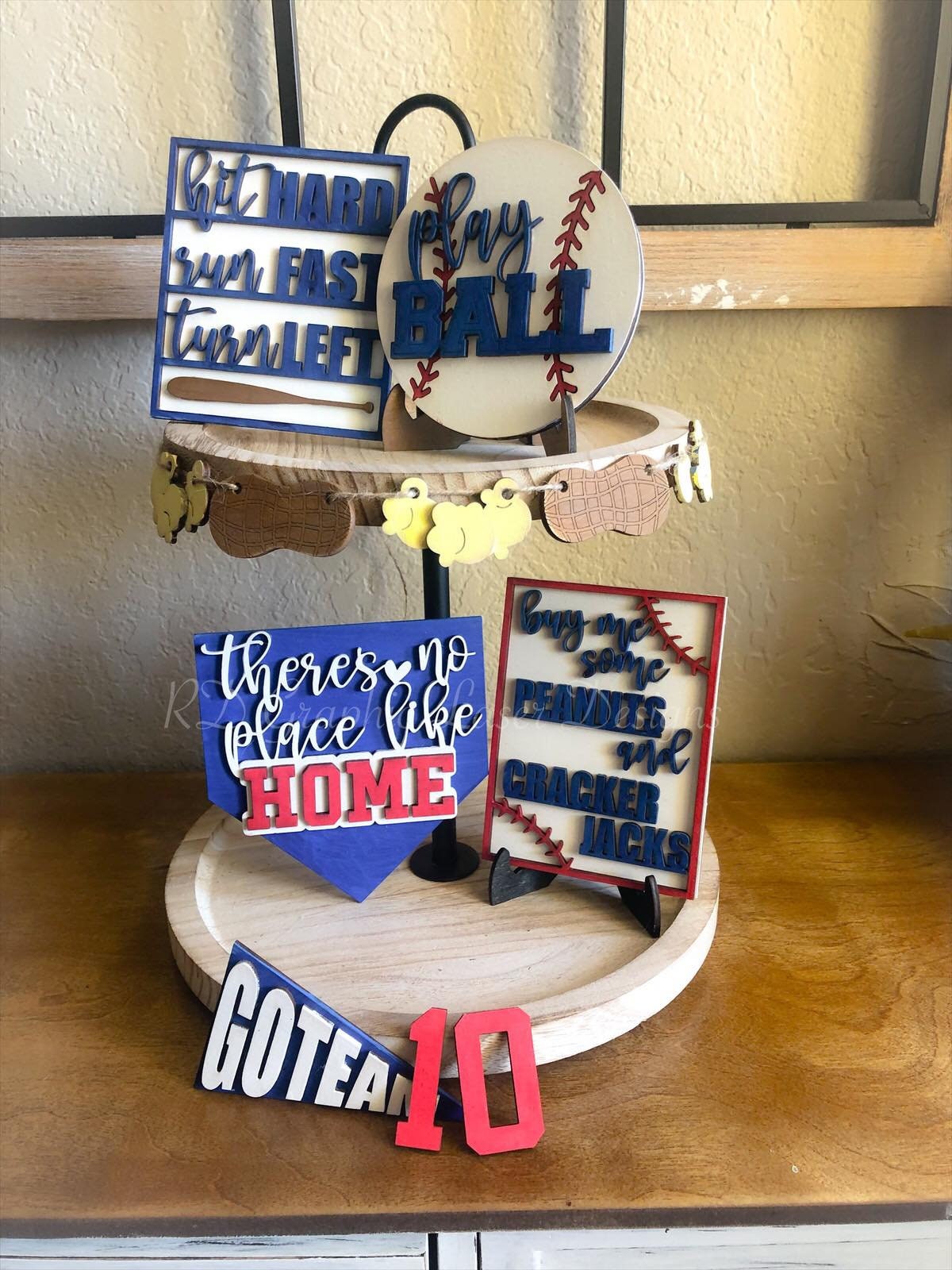 Baseball Tiered Tray Decor - Game Day - Love Baseball - Baseball is Life - Sports Themed Tiered Tray - Finished Tiered Tray Set -Home Decor