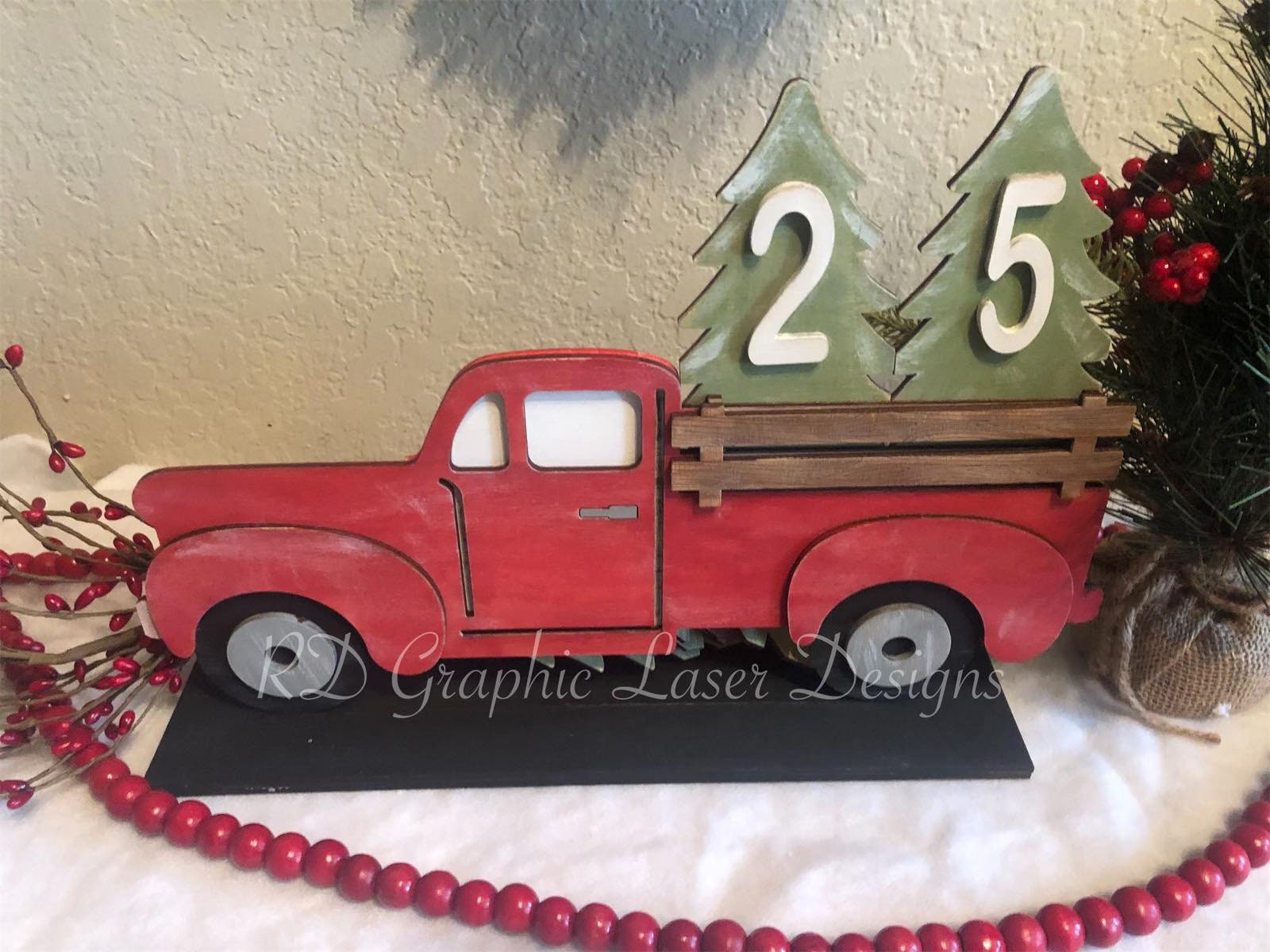 Red Truck Christmas Countdown Sign - Christmas Countdown - Farmhouse Christmas - Christmas Advent Calendar - Christmas Decor