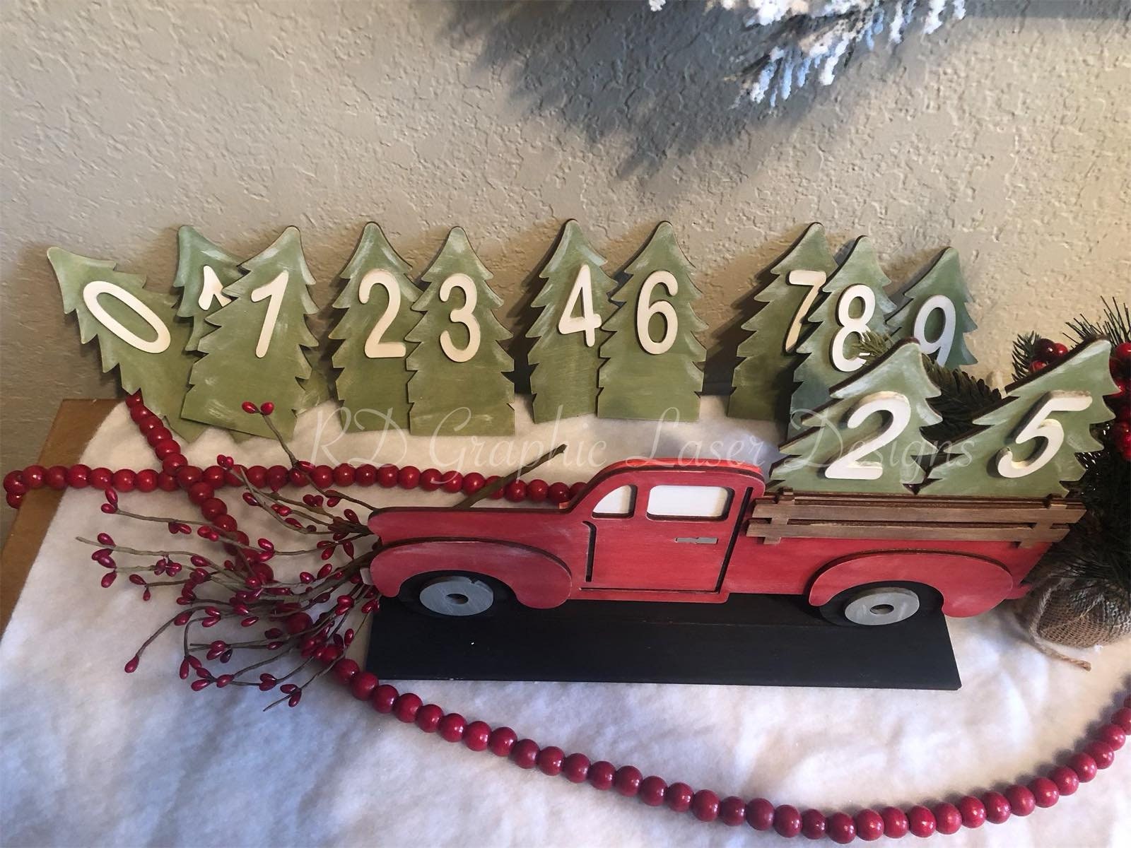 Red Truck Christmas Countdown Sign - Christmas Countdown - Farmhouse Christmas - Christmas Advent Calendar - Christmas Decor