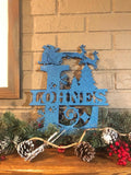 Christmas Theme Split Letter Monograms - A-Z Personalized Wood Sign - Christmas Last Name Sign - Wall Hanging - Christmas Split Sign