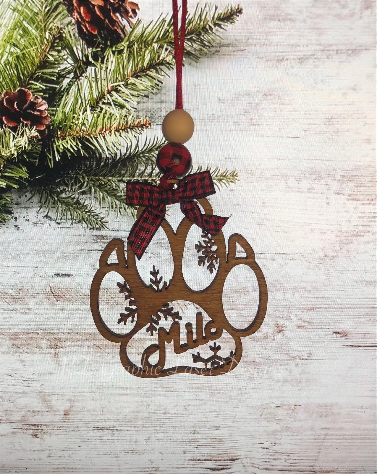 Pet Ornament - Dog Paws - Cat Paws - Wooden Hanging Christmas Tree Ornament - Dog Lover - Cat Lover - Gifts for Pet Lover