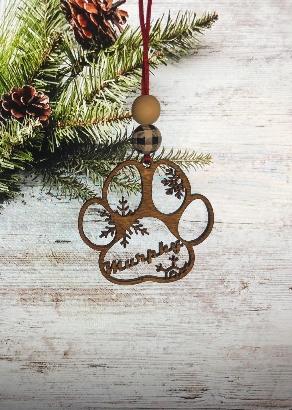 Pet Ornament - Dog Paws - Cat Paws - Wooden Hanging Christmas Tree Ornament - Dog Lover - Cat Lover - Gifts for Pet Lover