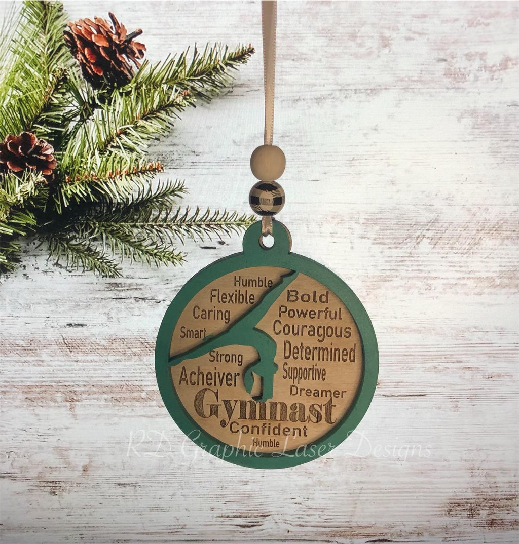 Gymnastics Ornament - Wooden Hanging Christmas Tree Ornament - Gymnastics Lover - Gymnastics Gift - Gymnast Ornament - Bars - Beam - Vault