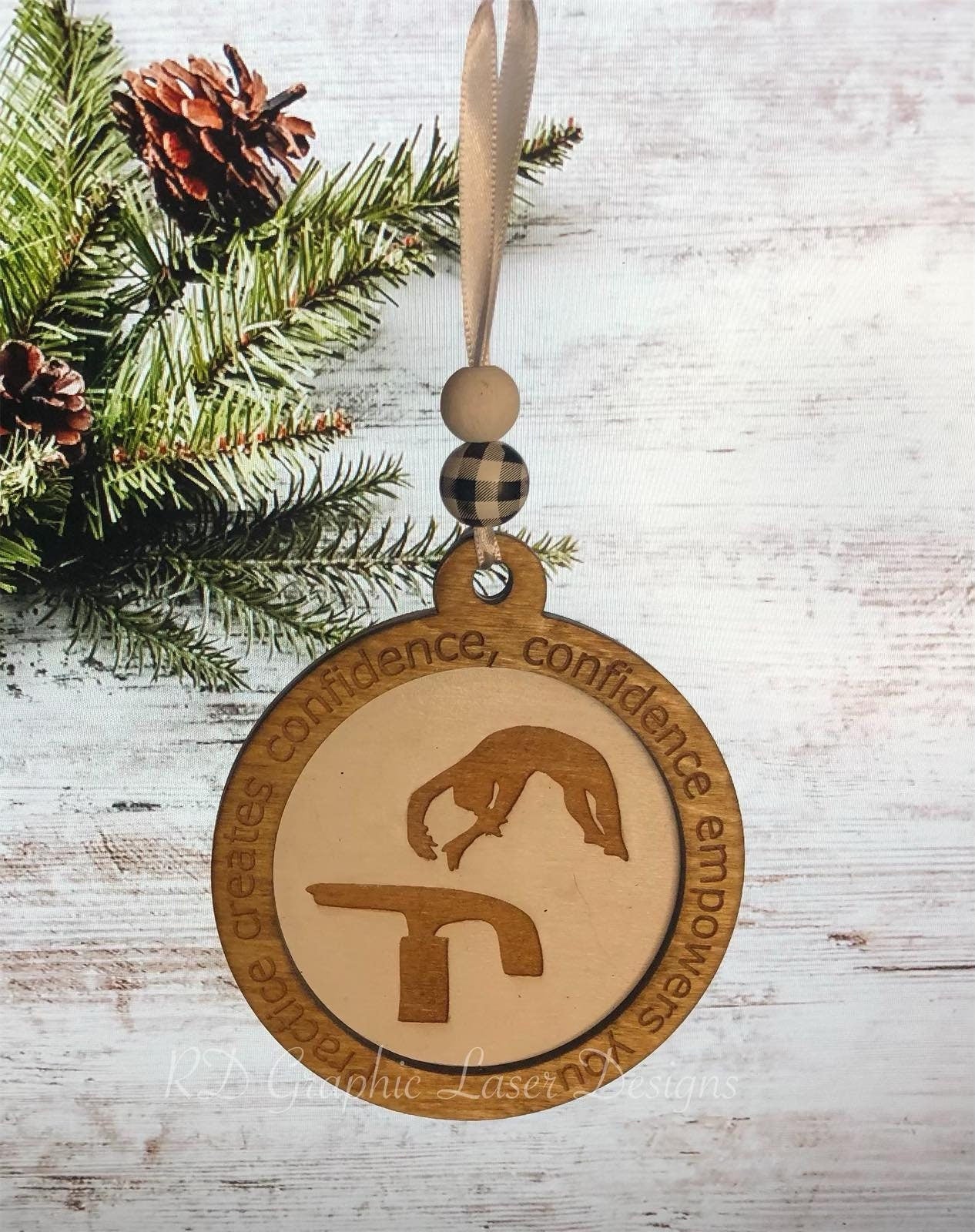 Gymnastics Ornament - Wooden Hanging Christmas Tree Ornament - Gymnastics Lover - Gymnastics Gift - Gymnast Ornament - Bars - Beam - Vault
