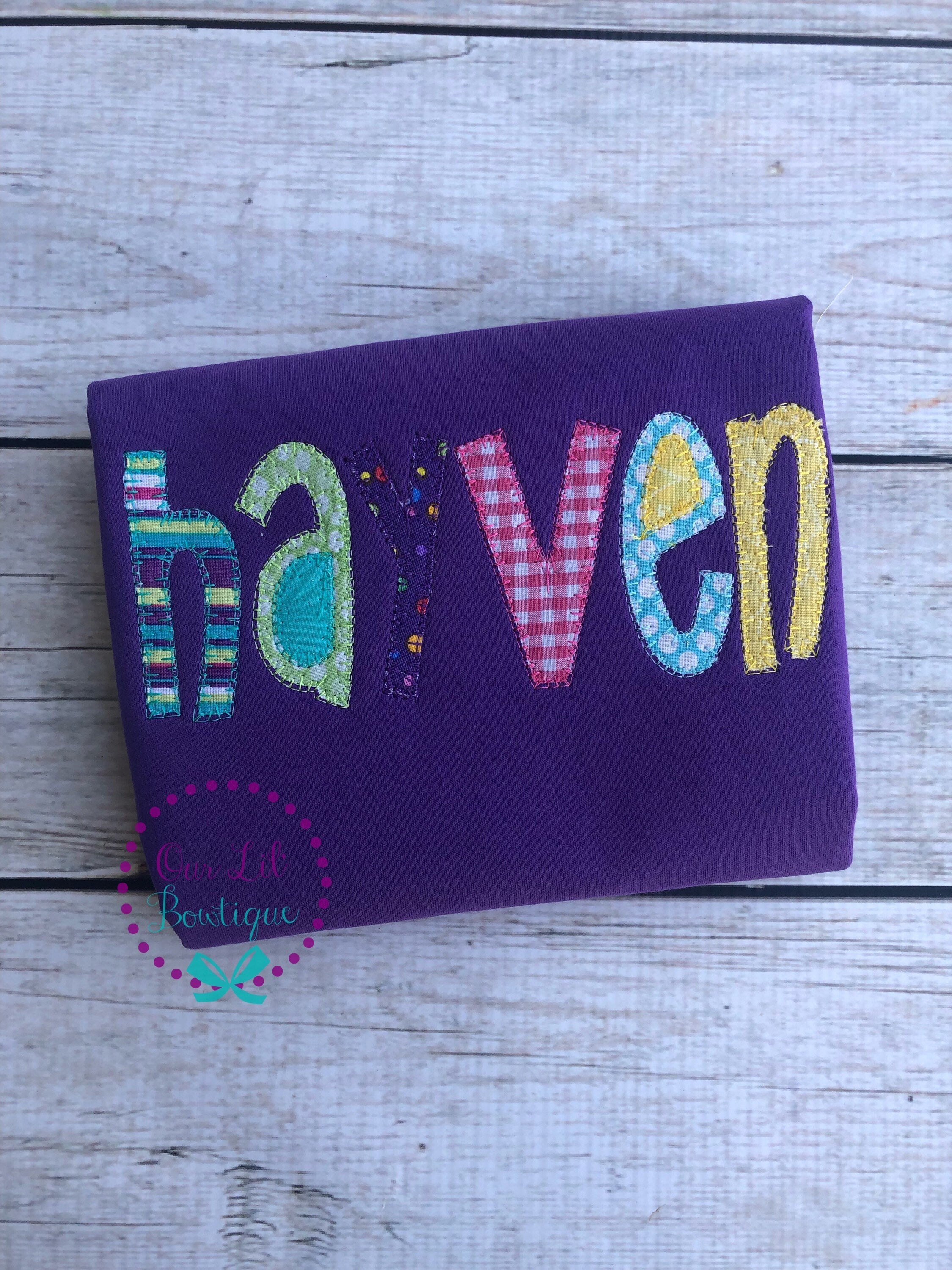 Personalized Name Shirt - Girls Name Shirt - Birthday - Appliqued Name Shirt - Vintage Stitch Name Shirt - Girls Monogram Shirt - Applique