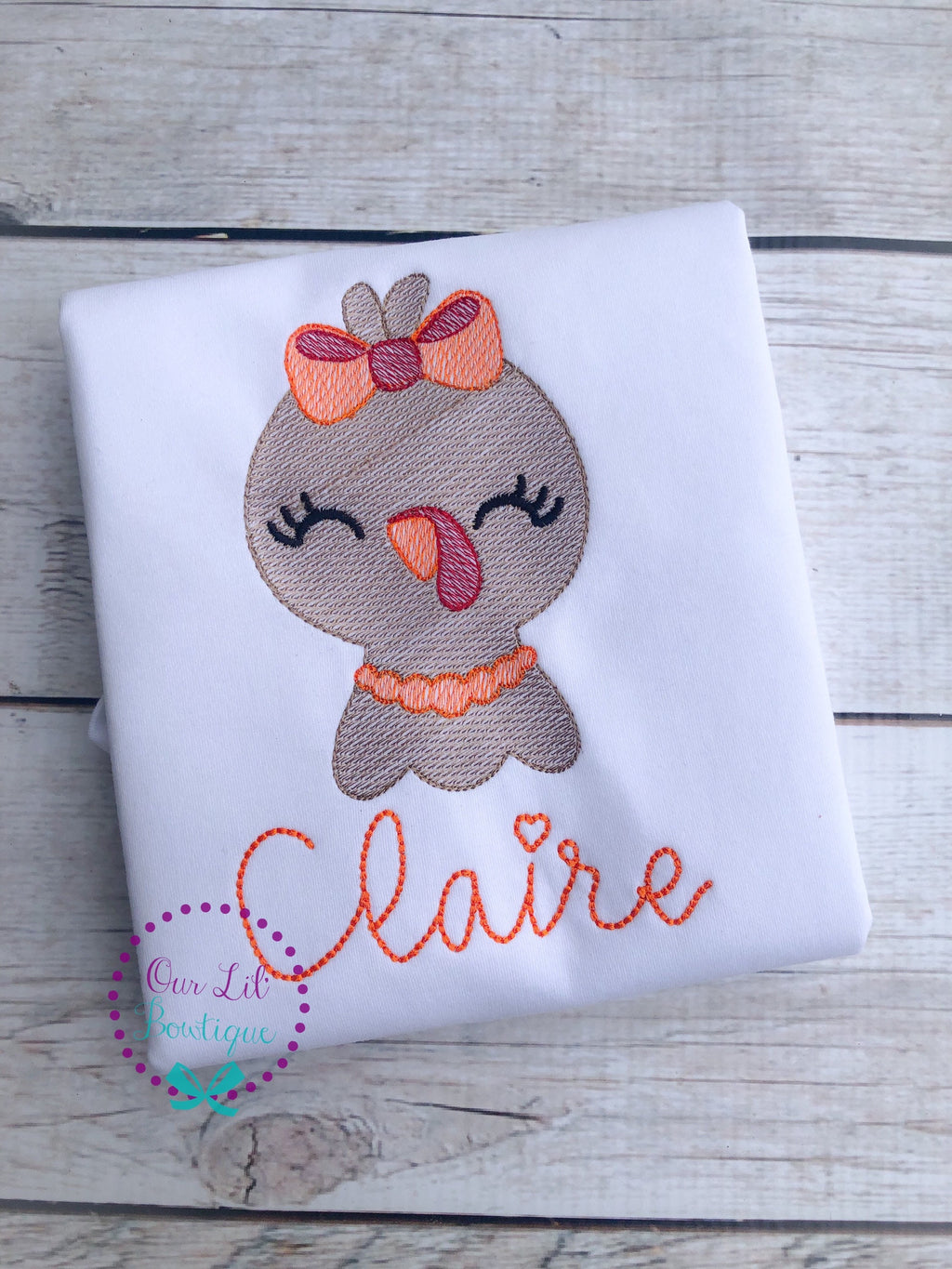 Thanksgiving Applique Shirt: Turkey Sketch, Personalized Boys or Girls