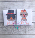 Thanksgiving Applique Shirt: Turkey Sketch, Personalized Boys or Girls
