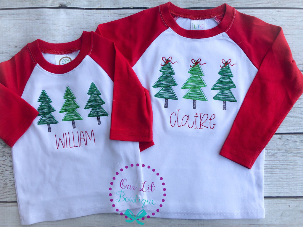 Girls Christmas Tree Shirt - Girls Christmas Shirt - Christmas Tree- Girl - Christmas Shirt - Pink Christmas Tree
