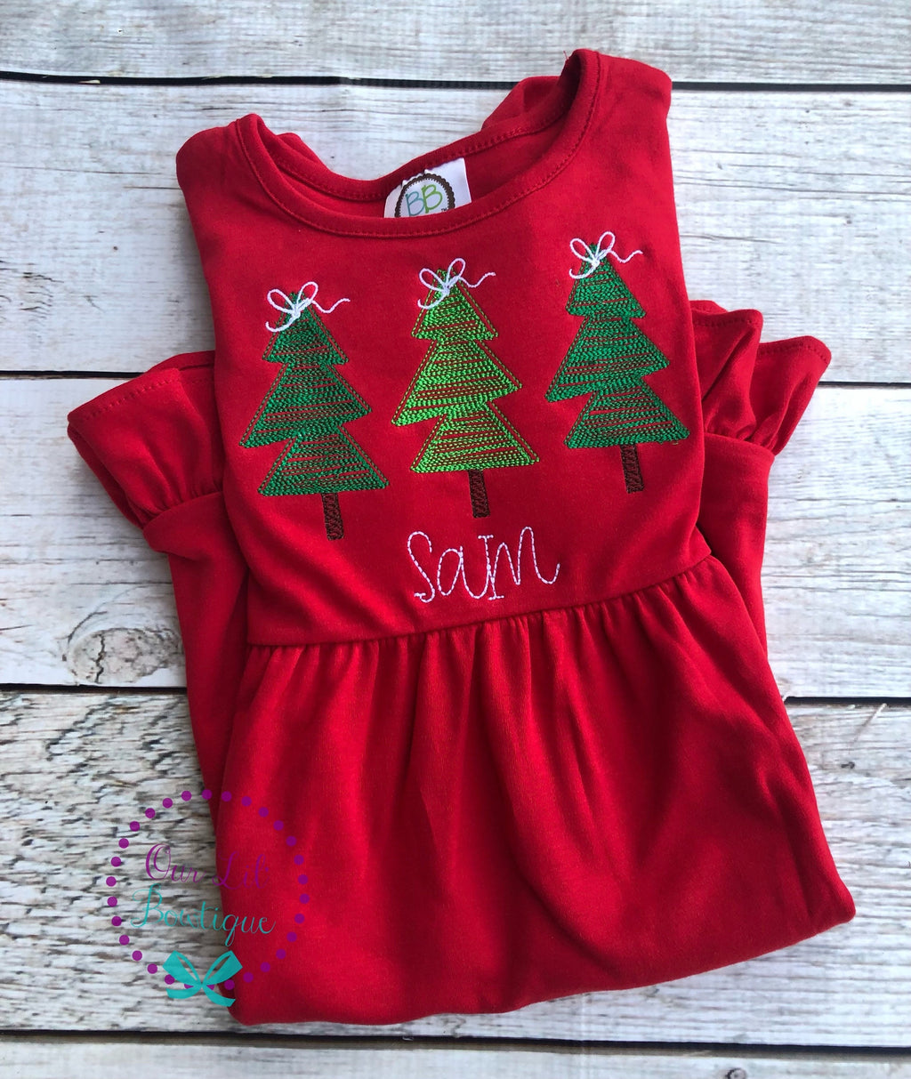 Girls Christmas Tree Shirt - Girls Christmas Shirt - Christmas Tree- Girl - Christmas Shirt - Pink Christmas Tree
