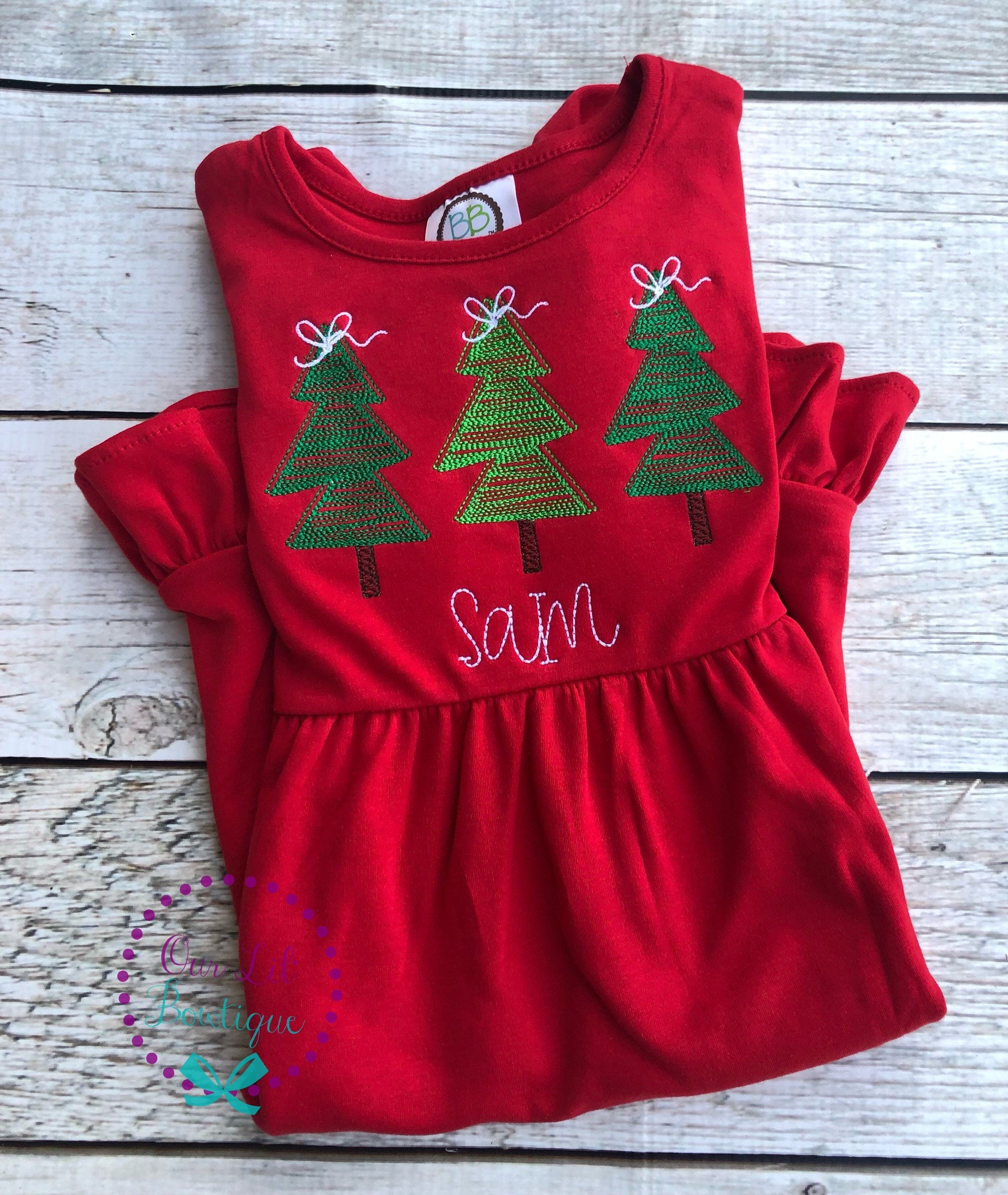 Girls Christmas Tree Shirt - Girls Christmas Shirt - Christmas Tree- Girl - Christmas Shirt - Pink Christmas Tree