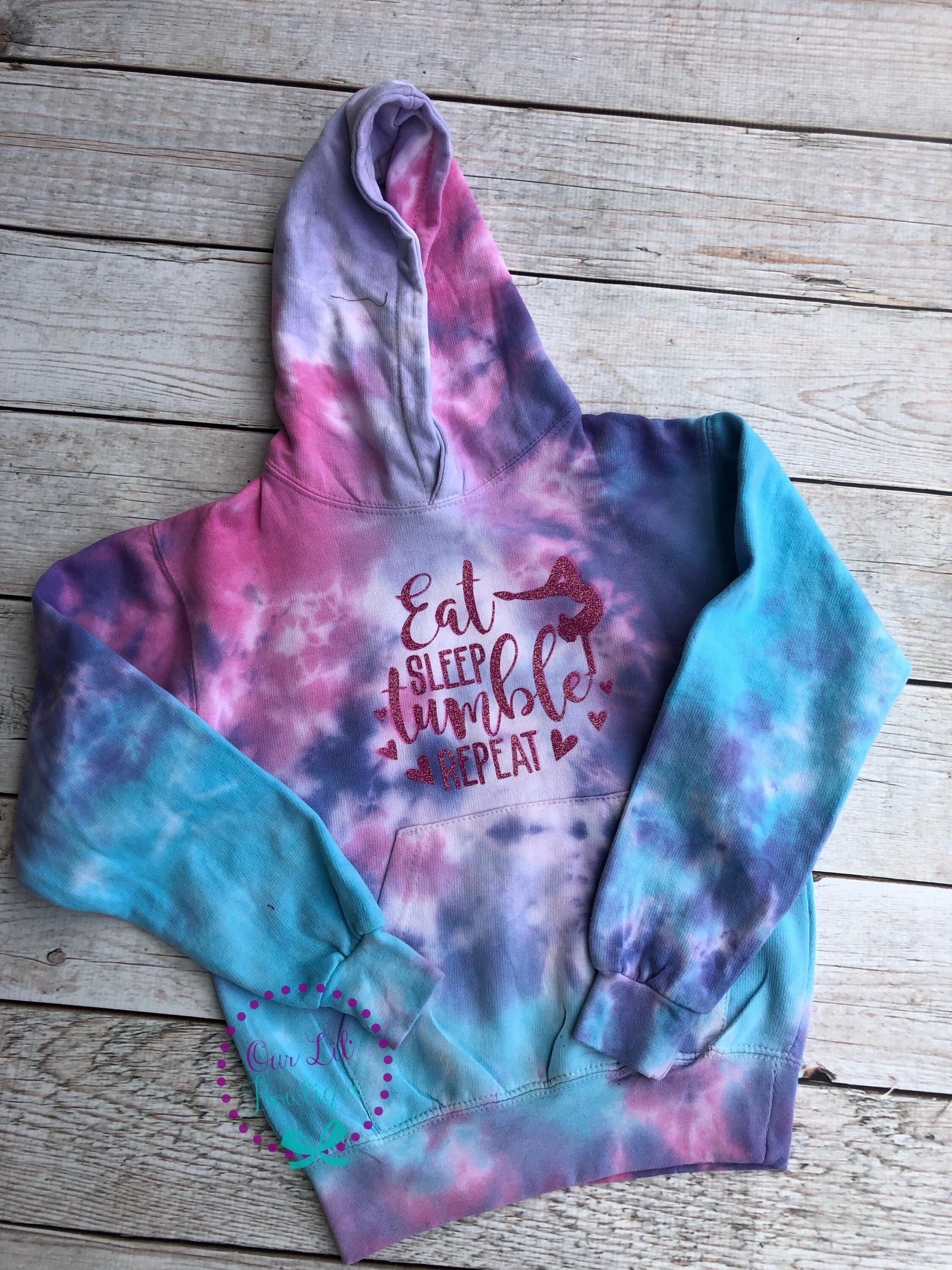 Tie Dye Gymnastics Sweatshirt: Eat Sleep Tumble Repeat Pullover