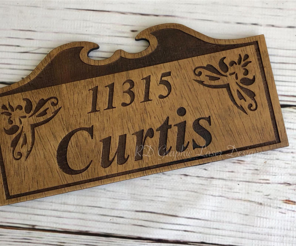 Personalized Wood Address - Monogram Sign - Arched Address Sign - Custom Wood Sign - Horizontal Address Sign - Address Plaque - House Number