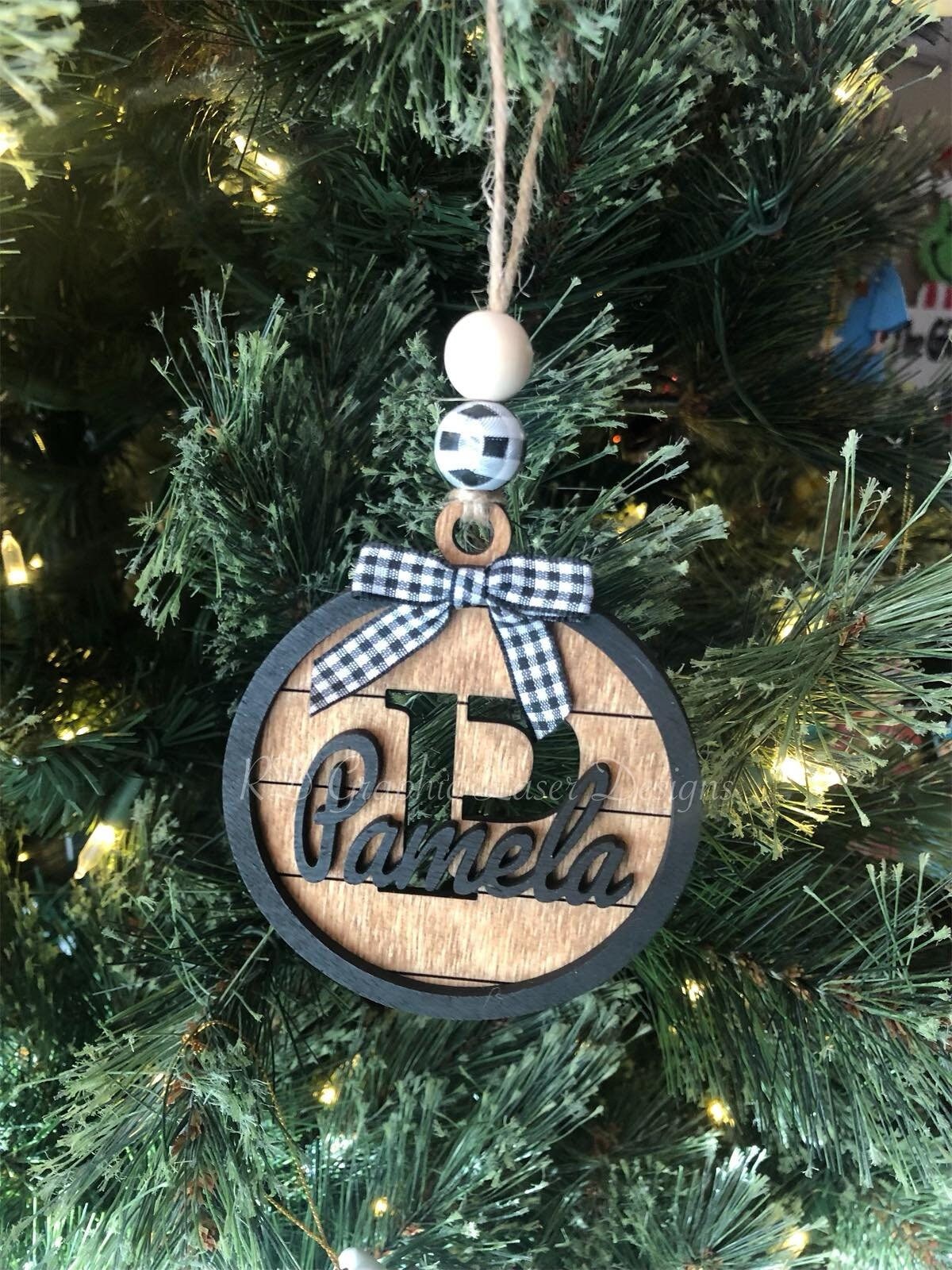 Christmas Ornament - Monogram Chrsitmas Ornament - Christmas Last Name Ornament - Family Monogram Ornament - Farmhouse Ornament - Gift
