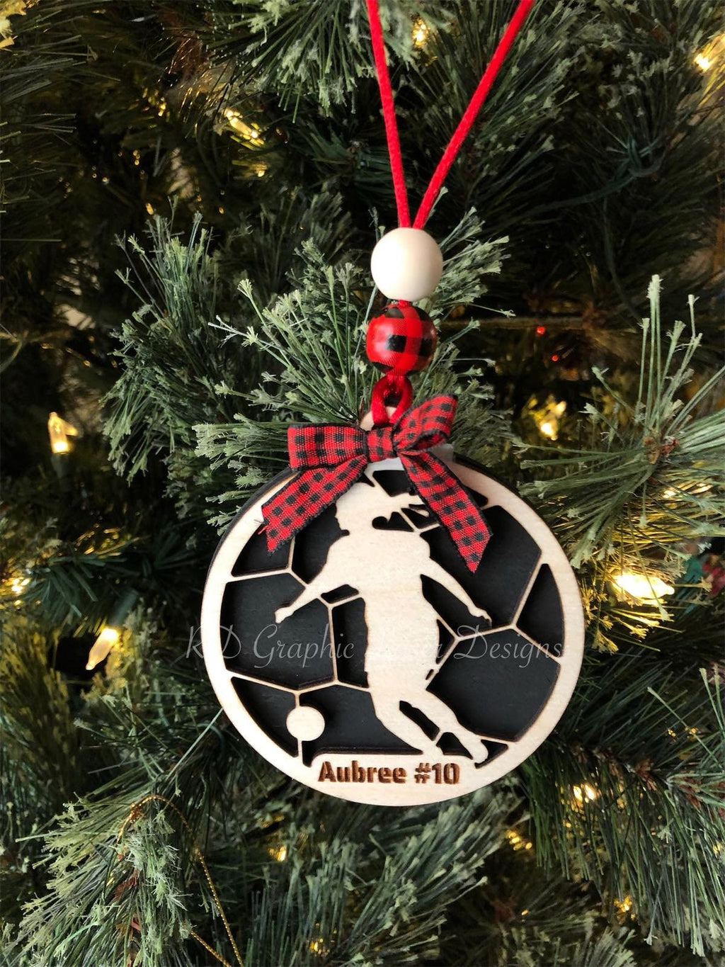 Soccer Ornament - Wooden Hanging Christmas Tree Ornament - Soccer Lover - Soccer Gift - Personalized Soccer Ornament - Soccer Team Gift