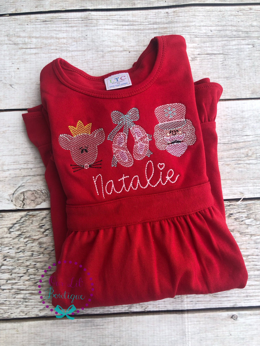 Personalized Nutcracker Christmas Dress: Embroidered Girls Holiday Outfit