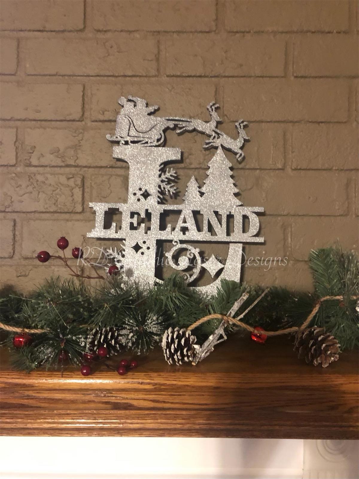 Christmas Theme Split Letter Monograms - A-Z Personalized Wood Sign - Christmas Last Name Sign - Wall Hanging - Christmas Split Sign
