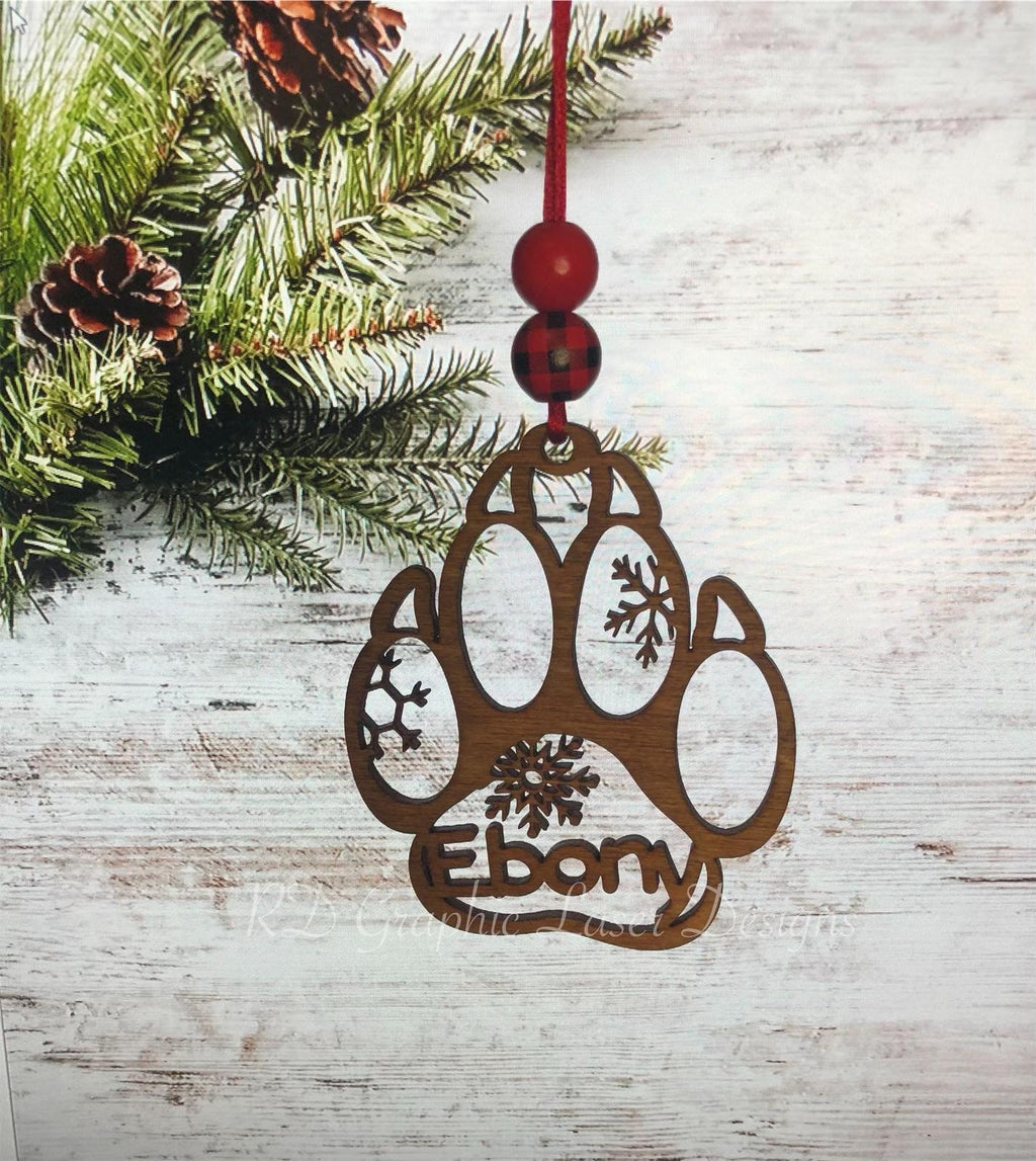 Pet Ornament - Dog Paws - Cat Paws - Wooden Hanging Christmas Tree Ornament - Dog Lover - Cat Lover - Gifts for Pet Lover