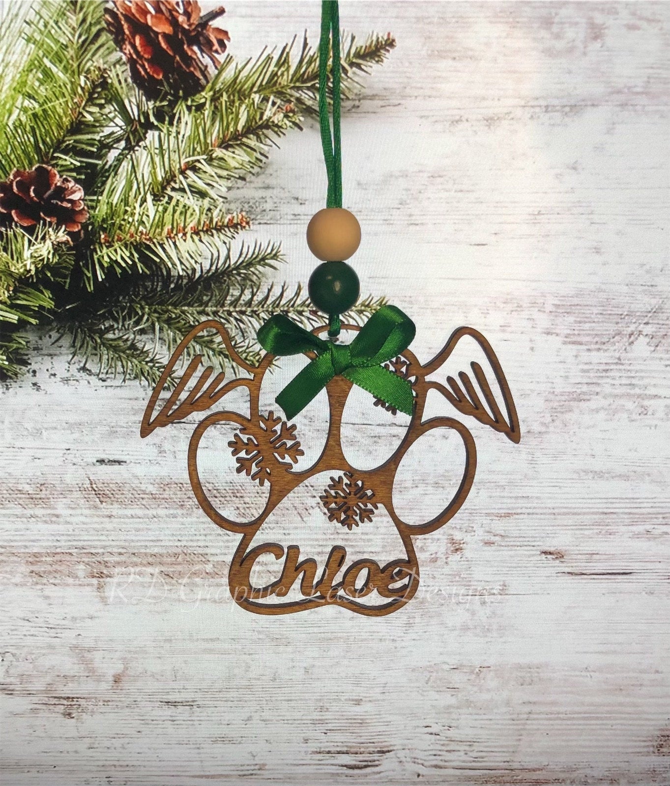 Pet Memorial Ornament - Dog Paws - Cat Paws - Pet Loss Ornament - Wooden Hanging Christmas Tree Ornament - Memorial Ornament