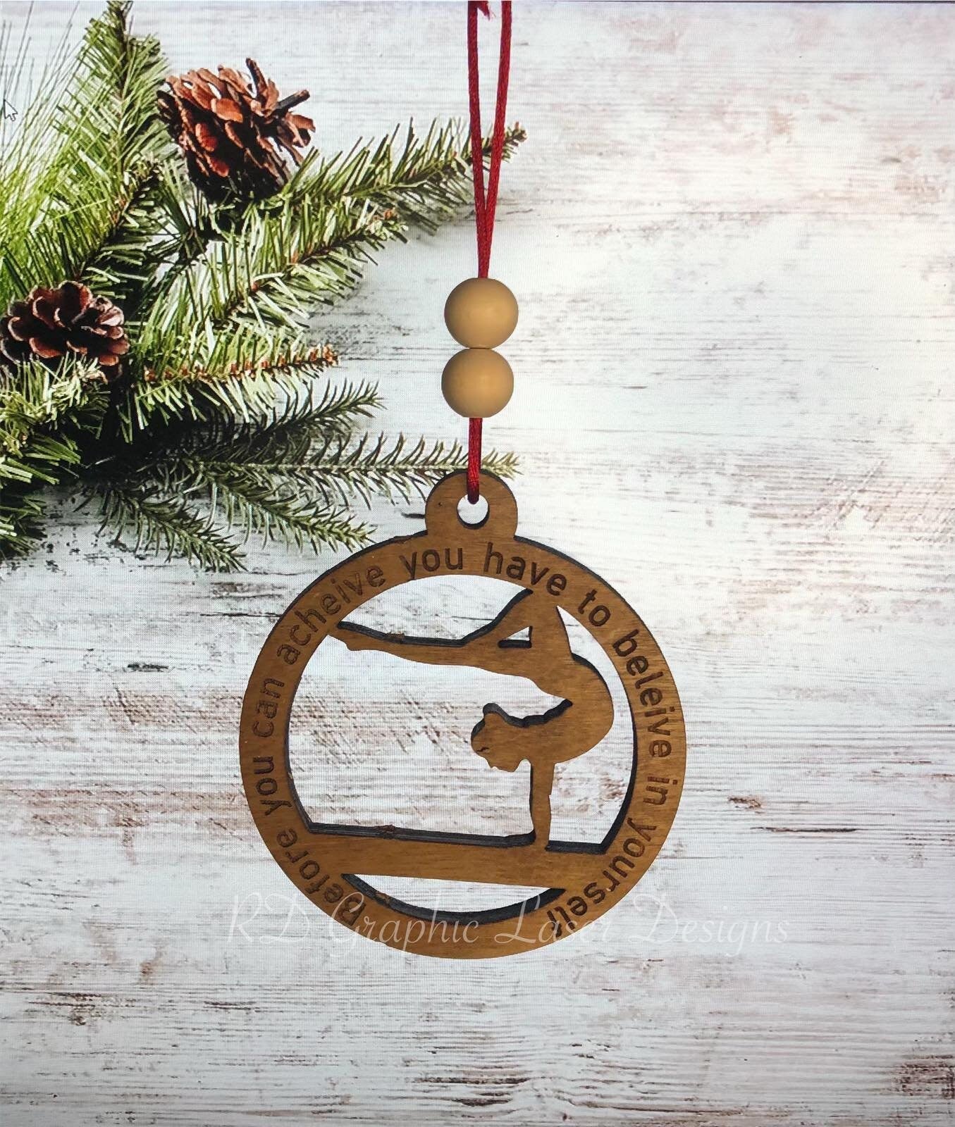Gymnastics Ornament - Wooden Hanging Christmas Tree Ornament - Gymnastics Lover - Gymnastics Gift - Gymnast Ornament - Bars - Beam - Vault