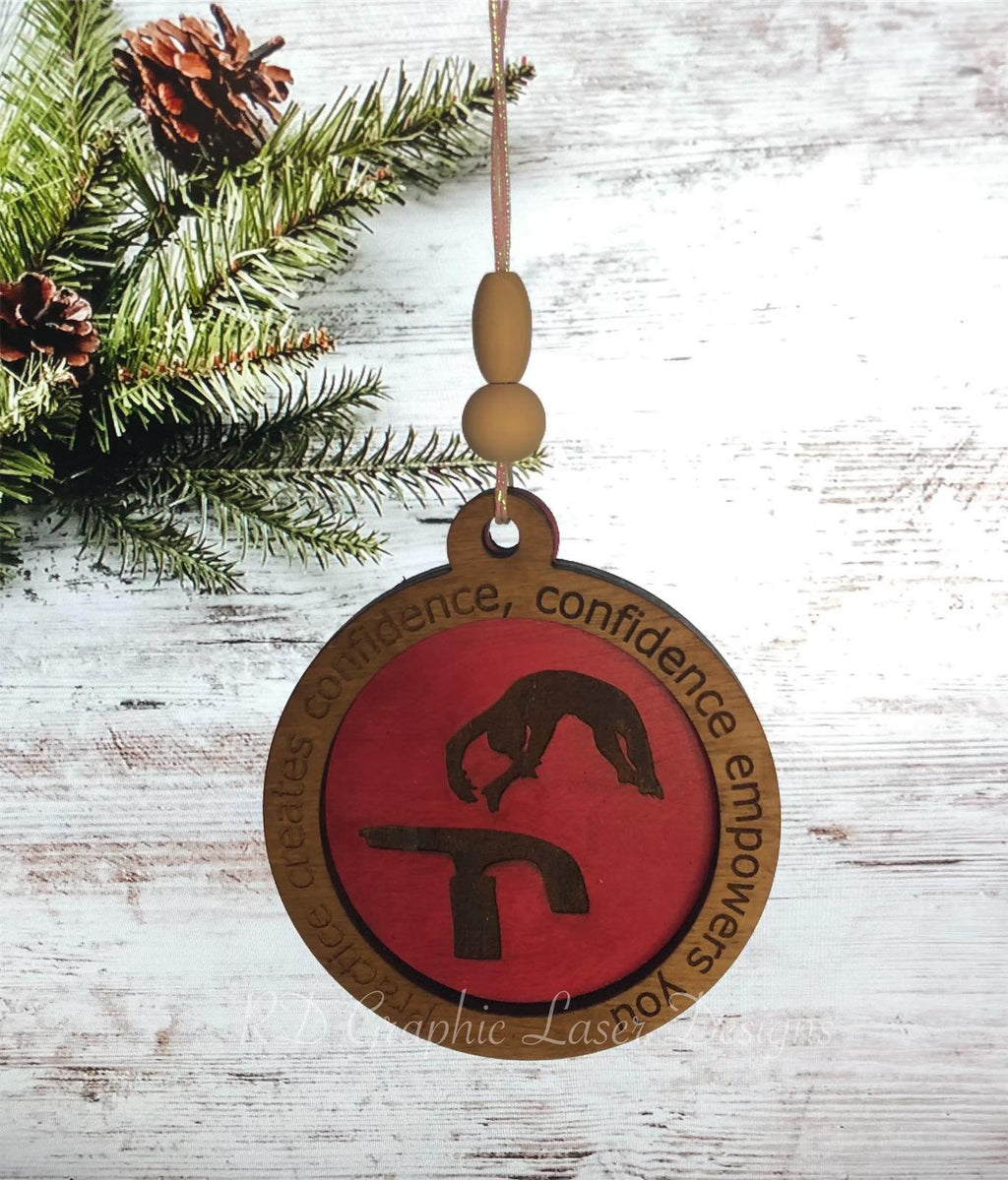 Gymnastics Ornament - Wooden Hanging Christmas Tree Ornament - Gymnastics Lover - Gymnastics Gift - Gymnast Ornament - Bars - Beam - Vault
