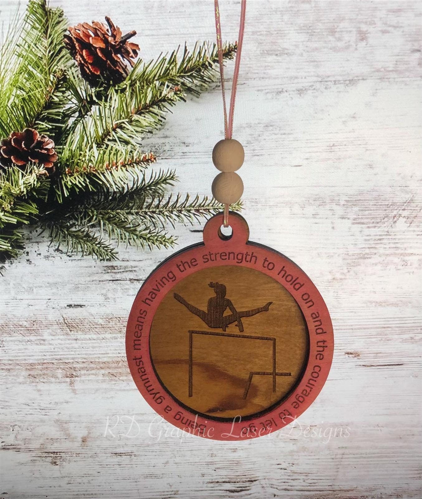 Gymnastics Ornament - Wooden Hanging Christmas Tree Ornament - Gymnastics Lover - Gymnastics Gift - Gymnast Ornament - Bars - Beam - Vault