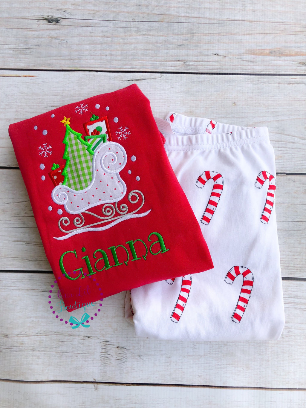 PRE-ORDER Santas Sleigh Pajamas - Christmas PJs- Pajamas- Personalized Christmas PJs - Christmas Reindeer - Matching Christmas Pajamas