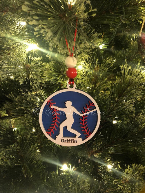 Baseball Ornament - Wooden Hanging Christmas Tree Ornament-Baseball Lover-Baseball Gift-Personalized Baseball Ornament - Baseball Team Gift