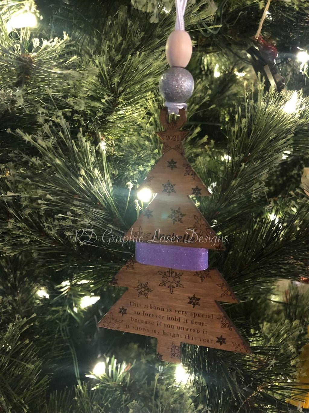 Kids Height Ornament - Christmas Tree - Wooden Hanging Christmas Tree Ornament -Personalized Kids Ornament - How Tall This Year - Memory