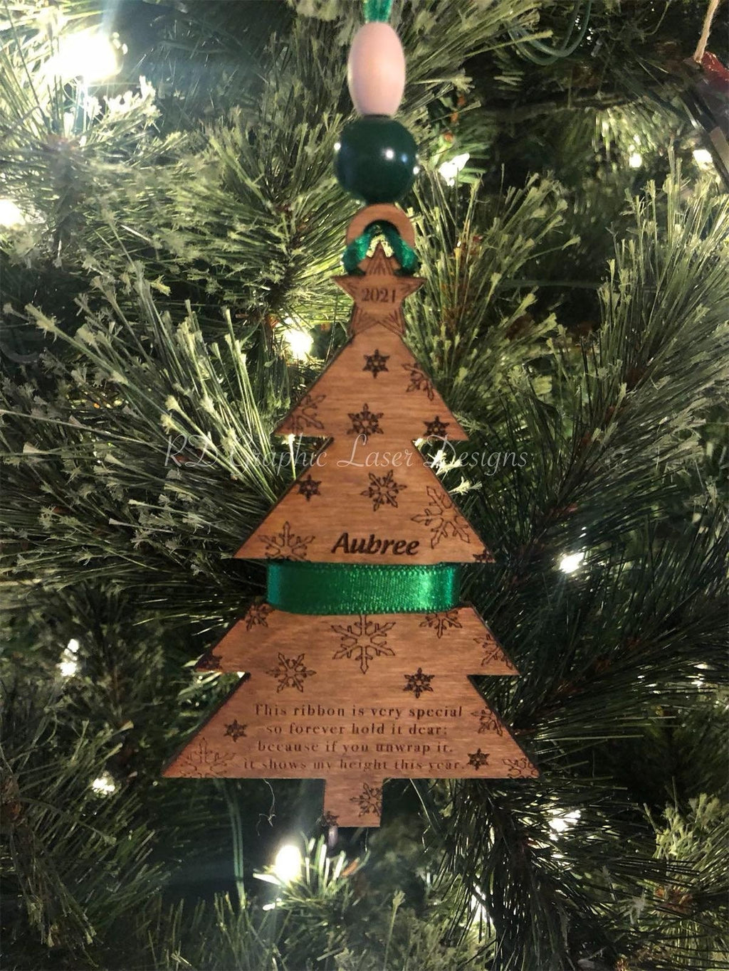 Kids Height Ornament - Christmas Tree - Wooden Hanging Christmas Tree Ornament -Personalized Kids Ornament - How Tall This Year - Memory