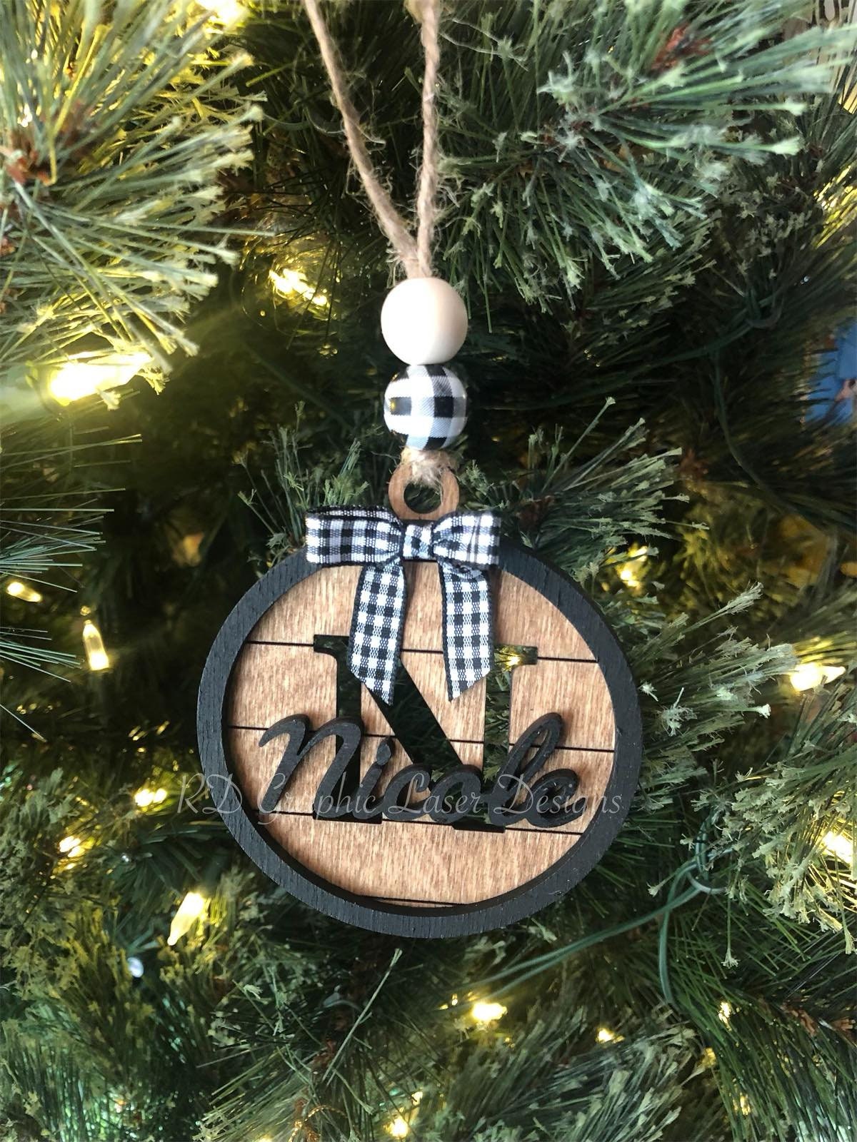 Christmas Ornament - Monogram Chrsitmas Ornament - Christmas Last Name Ornament - Family Monogram Ornament - Farmhouse Ornament - Gift