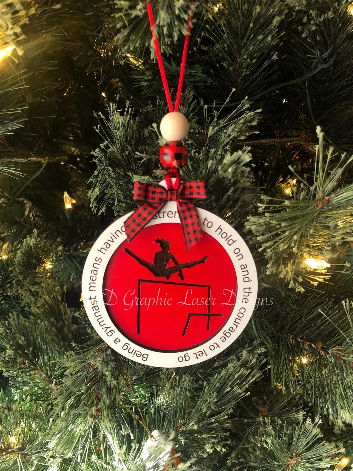 Gymnastics Ornament - Wooden Hanging Christmas Tree Ornament - Gymnastics Lover - Gymnastics Gift - Gymnast Ornament - Bars - Beam - Vault