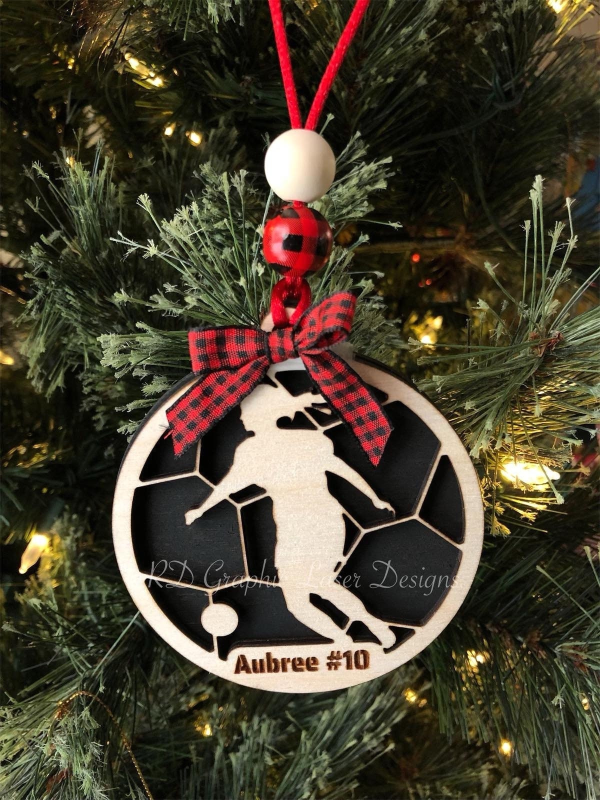 Soccer Ornament - Wooden Hanging Christmas Tree Ornament - Soccer Lover - Soccer Gift - Personalized Soccer Ornament - Soccer Team Gift