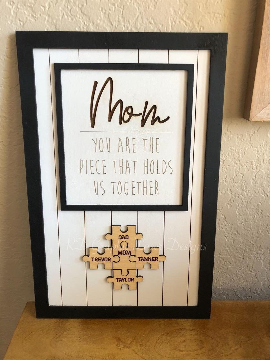 Mothers Day Puzzle Sign - Mothers Day Gift - Mom You Are The Piece That Holds Us Together - Gift - Laser Engraved - Puzzle Pieces Sign