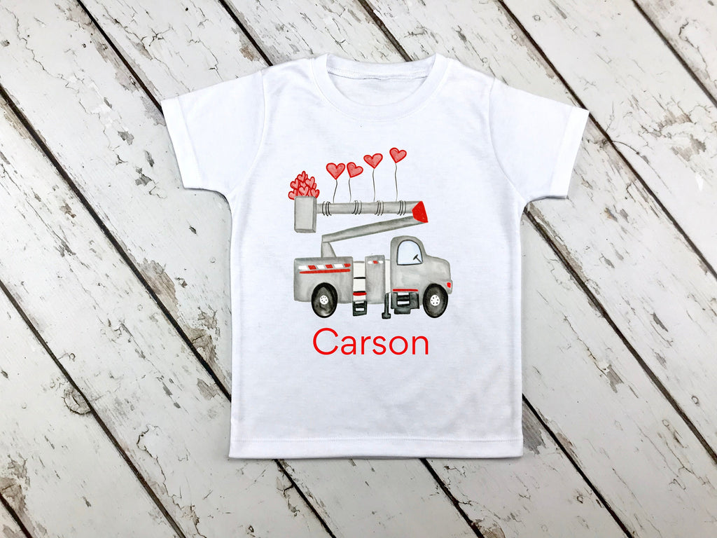 Personalized Valentine Bucket Truck Shirt - Boy's Valentine's Day Tee