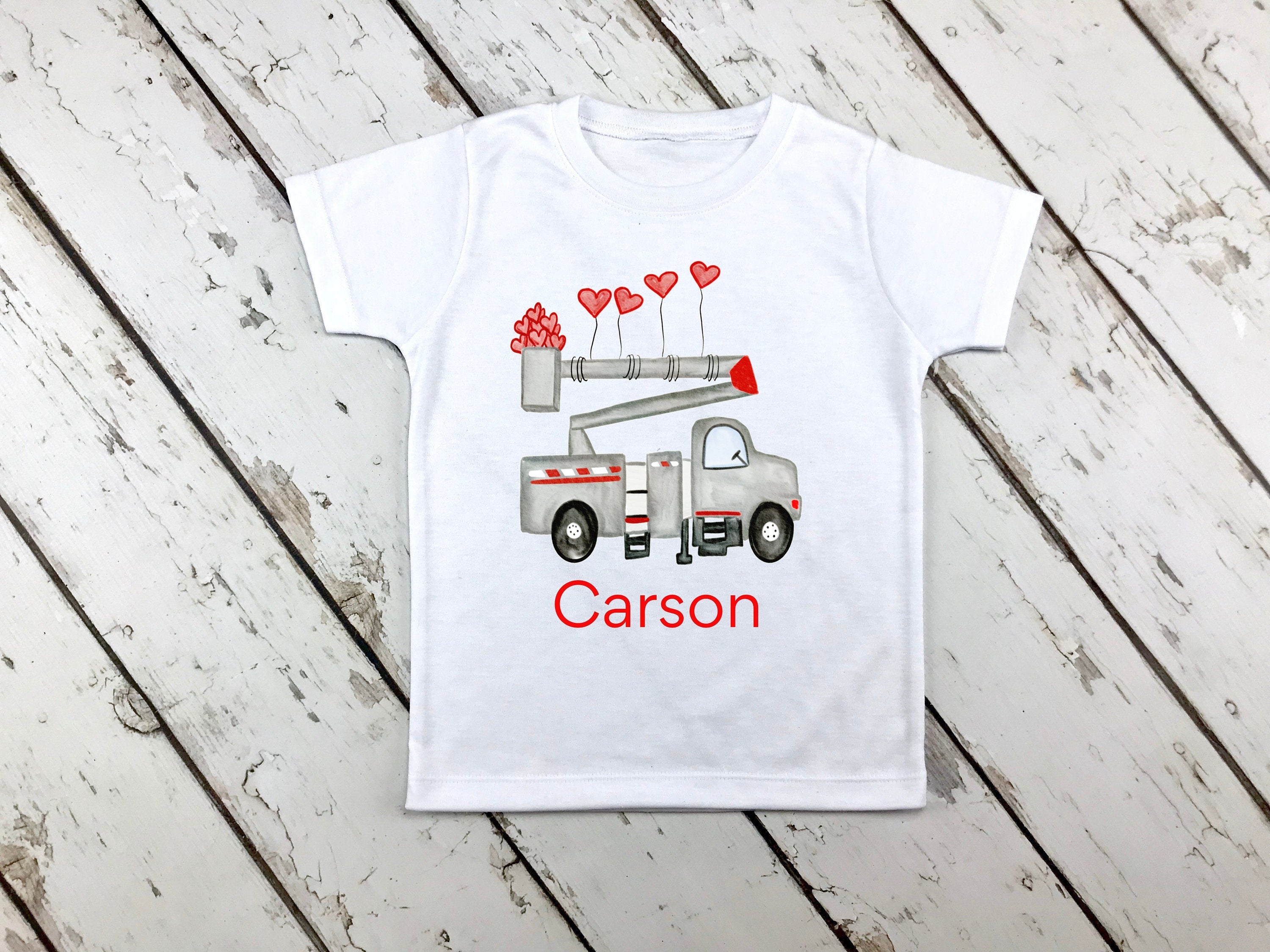 Personalized Valentine Bucket Truck Shirt - Boy's Valentine's Day Tee