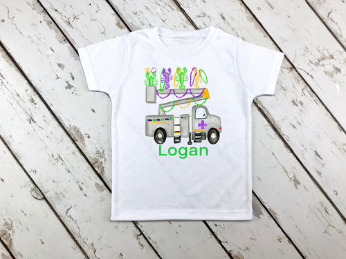 Boy's Mardi Gras Bucket Truck Shirt - Personalized